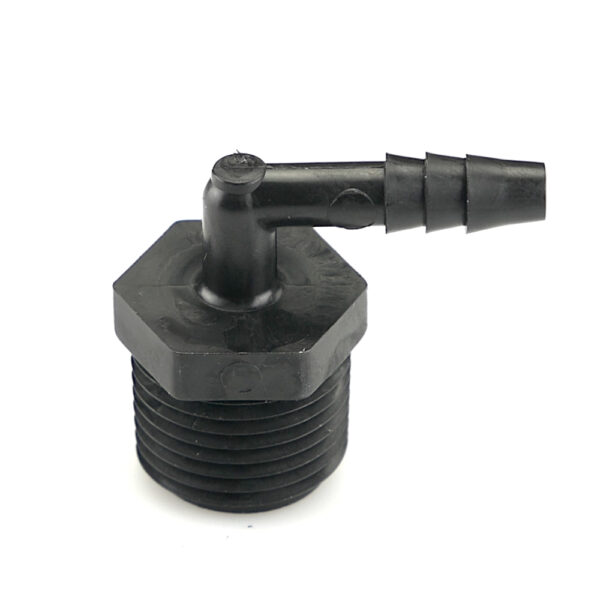 1/4" X 1/2" MPT, 90° Poly Hose Barb